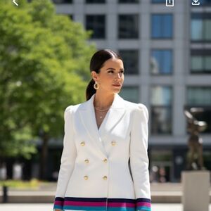 Leslie Fay Vintage Women’s Blazer Double-Breasted Jacket w Gold Buttons Size 10